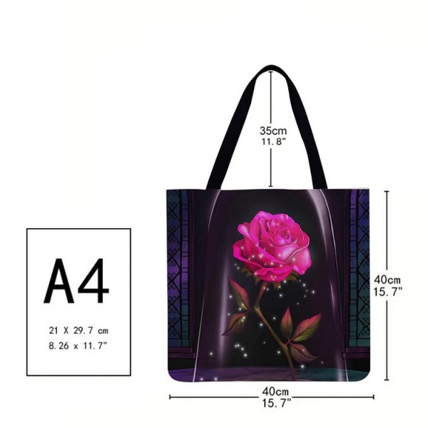 Linen Tote Bag - Elegant Flower